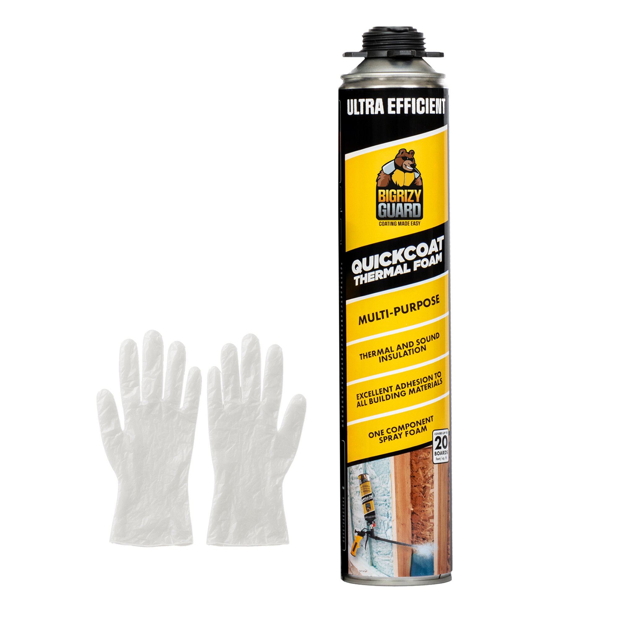 Bigrizy Guard Spray Foam Insulation - Closed Cell Spray Foam, 32.8 oz Can, DIY Wide Polyurethane Expanding Sealant for Garage Door, Attic and Wall, 20 Board Feet (1 Pack, Gun & Cleaner Not Included)