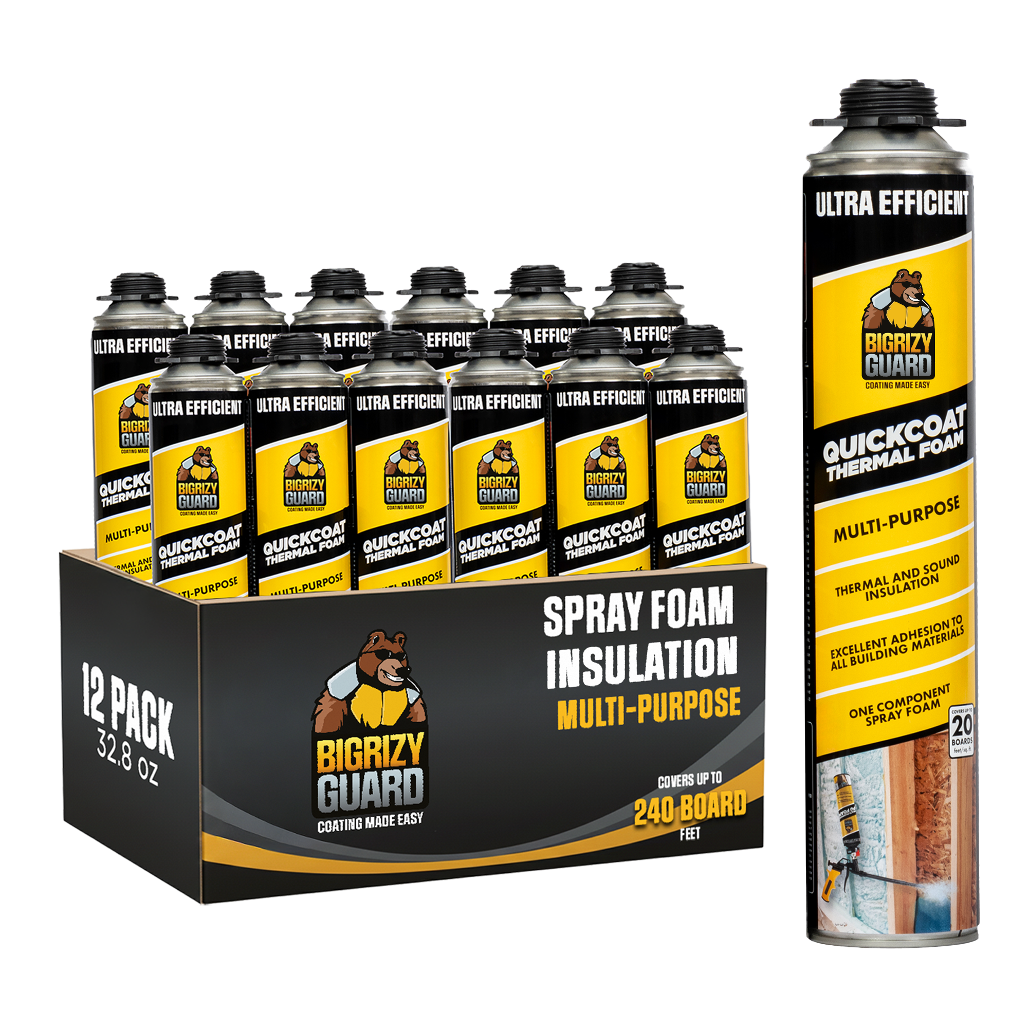 Bigrizy Guard Spray Foam Insulation - Closed Cell Spray Foam | Polyurethane Expanding Sealant