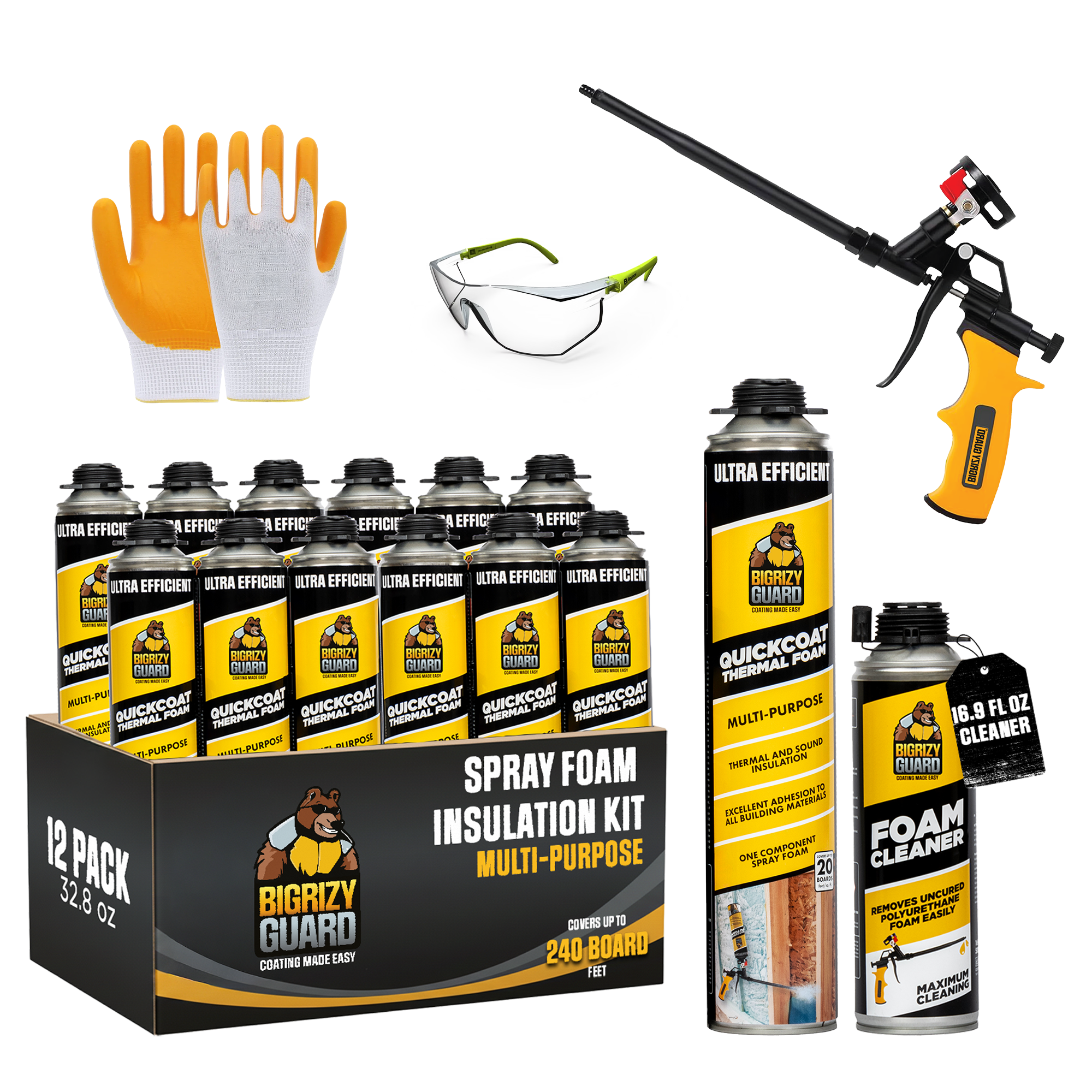 Bigrizy Guard Spray Foam Insulation Kit - Closed Cell Spray Foam | Polyurethane Expanding Sealant